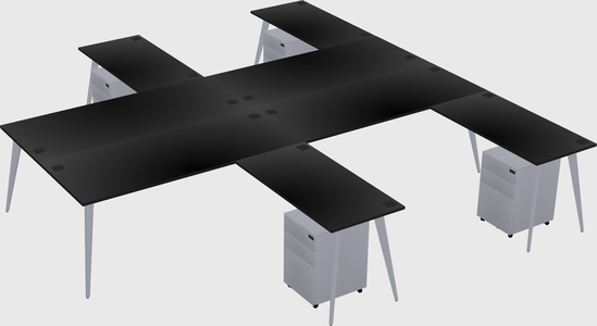 Shared L-shaped Office Desk System