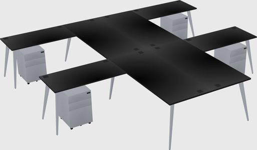 Shared l-shaped office desk system