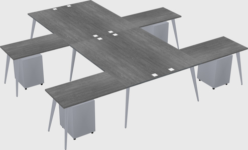 Shared l-shaped office desk system