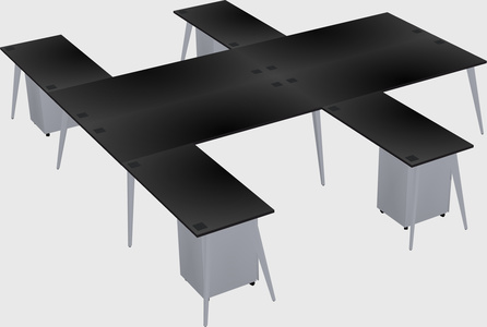 Shared l-shaped office desk system