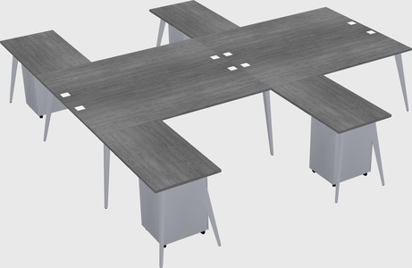 Shared l-shaped office desk system
