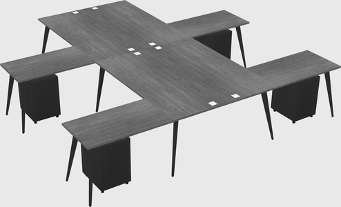 Shared l-shaped office desk system