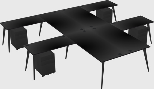 Shared l-shaped office desk system