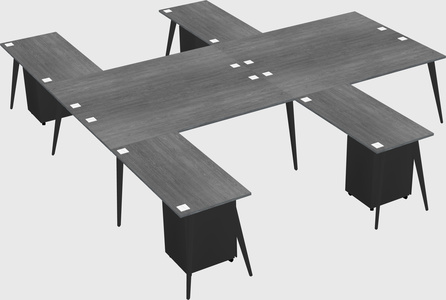 Shared l-shaped office desk system