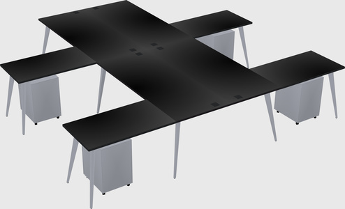 Shared l-shaped office desk system