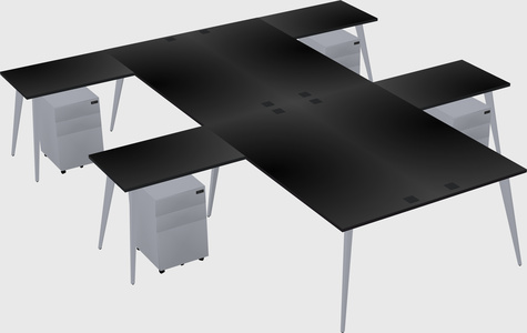 Shared l-shaped office desk system
