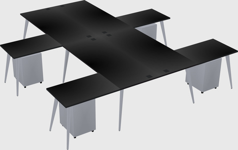 Shared l-shaped office desk system