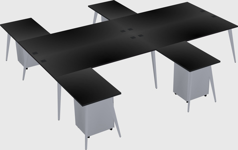 Shared l-shaped office desk system