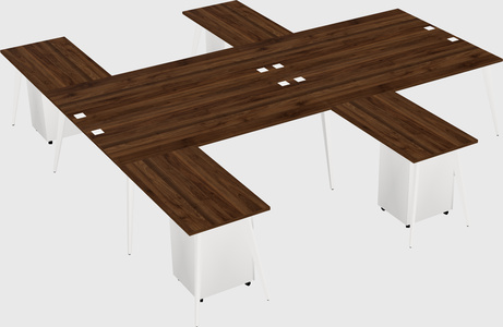 Shared l-shaped office desk system