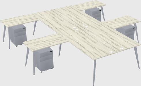 Shared l-shaped office desk system