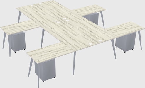 Shared l-shaped office desk system