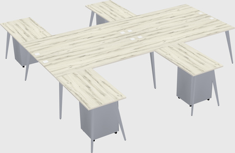 Shared l-shaped office desk system