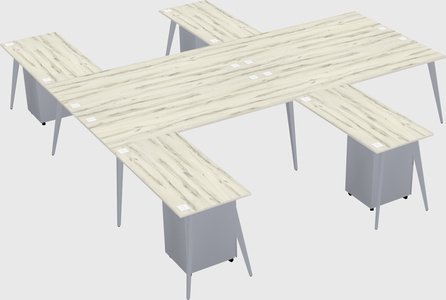Shared l-shaped office desk system