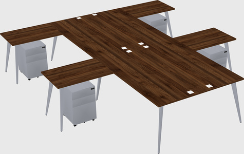 Shared l-shaped office desk system