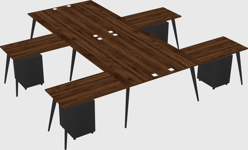 Shared l-shaped office desk system