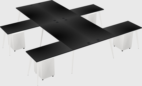 Shared l-shaped office desk system