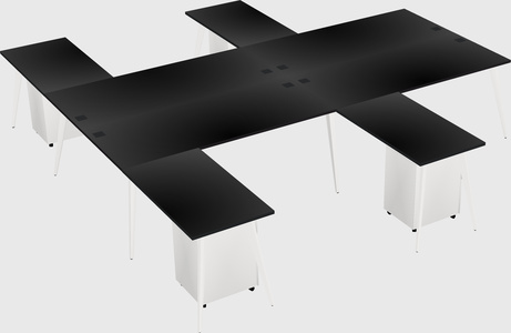 Shared l-shaped office desk system