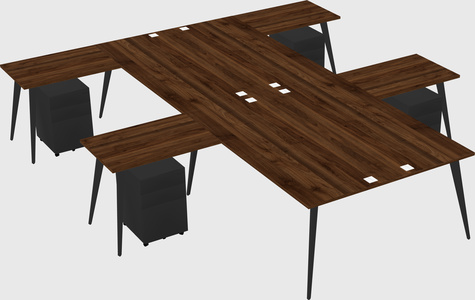 Shared l-shaped office desk system