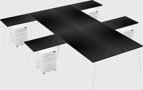 Shared l-shaped office desk system