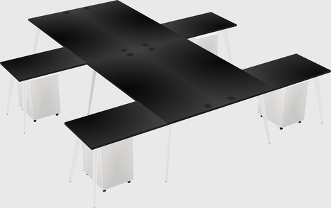 Shared l-shaped office desk system