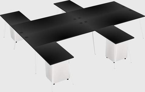 Shared l-shaped office desk system