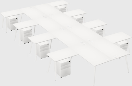 Shared l-shaped office desk system