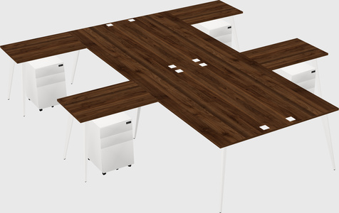 Shared l-shaped office desk system