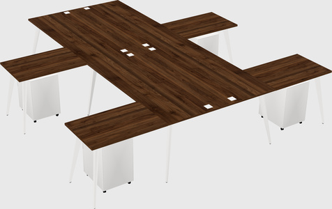 Shared l-shaped office desk system