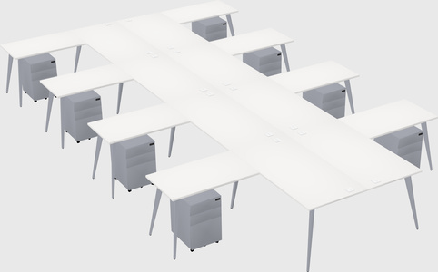 Shared l-shaped office desk system
