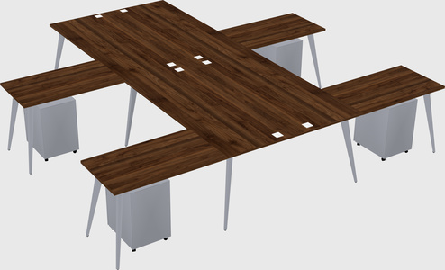 Shared l-shaped office desk system