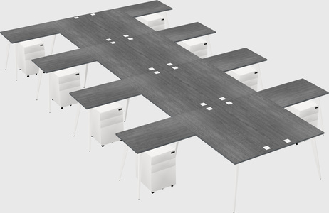 Shared l-shaped office desk system