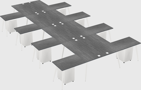 Shared l-shaped office desk system