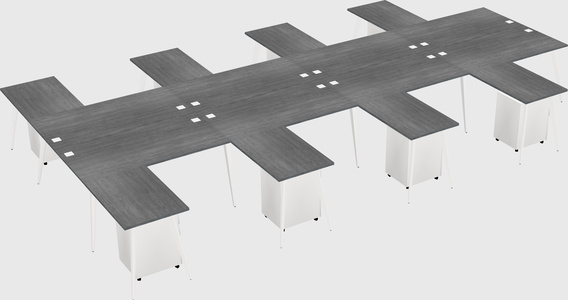 Shared l-shaped office desk system