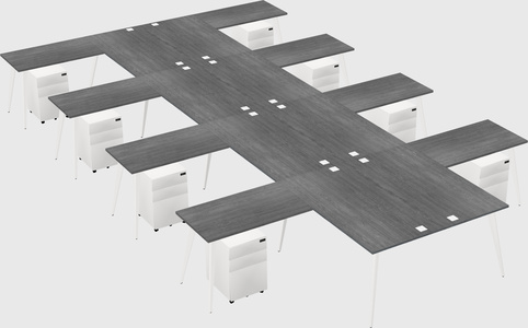 Shared l-shaped office desk system