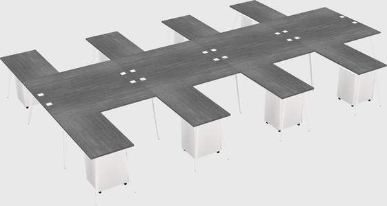 Shared l-shaped office desk system