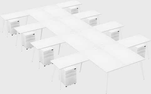 Shared l-shaped office desk system