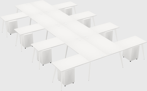 Shared l-shaped office desk system