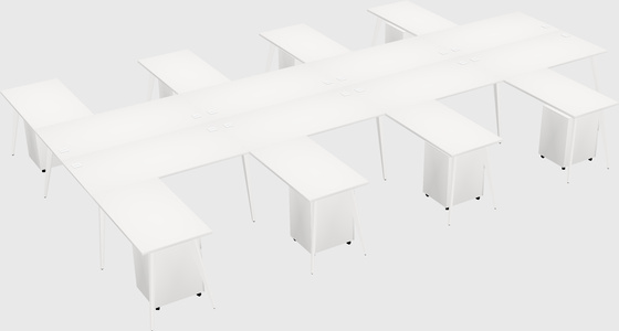 Shared l-shaped office desk system