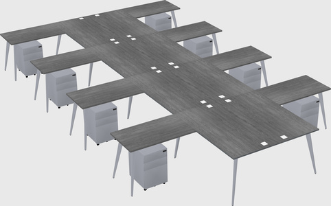 Shared l-shaped office desk system