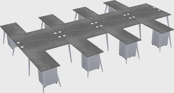 Shared l-shaped office desk system