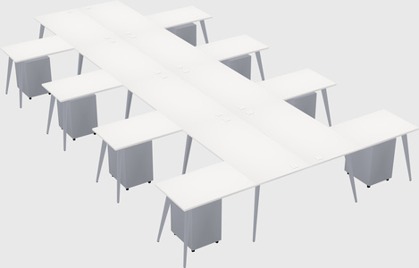 Shared l-shaped office desk system