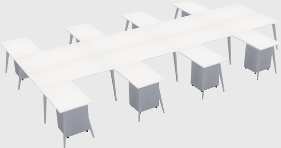 Shared l-shaped office desk system