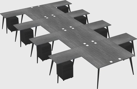 Shared l-shaped office desk system