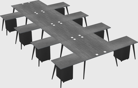Shared l-shaped office desk system