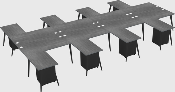 Shared l-shaped office desk system