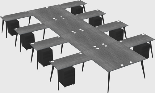 Shared l-shaped office desk system