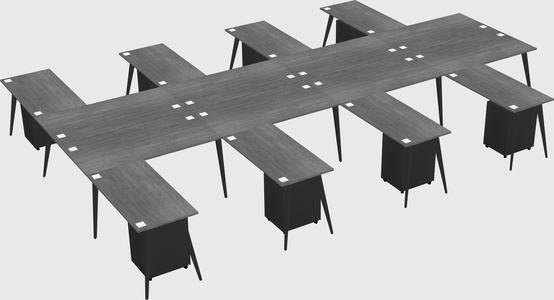 Shared l-shaped office desk system