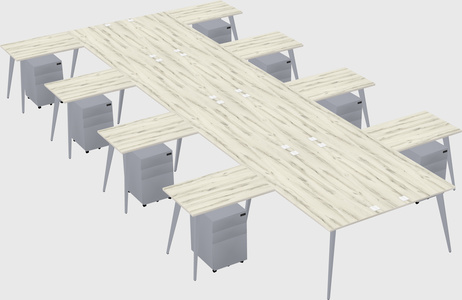 Shared l-shaped office desk system
