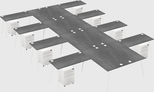 Shared l-shaped office desk system