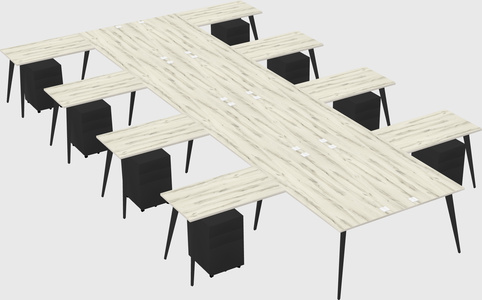 Shared l-shaped office desk system